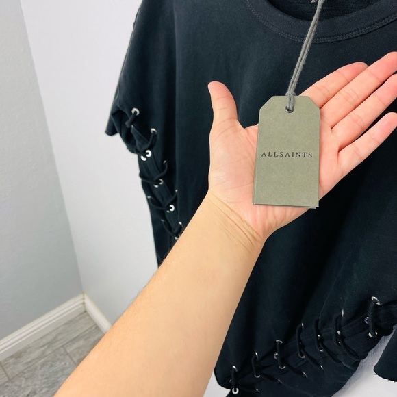 NEW Allsaints Lorhaine Lace Knit Crewneck Oversized Sweater top - Picture 4 of 7